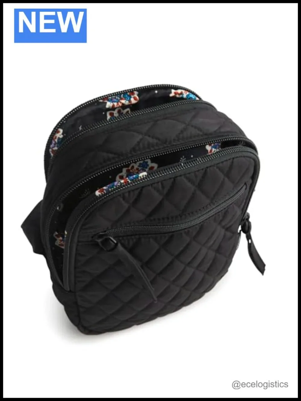 Premium Cotton Quilted Crossbody Bag with Zip Closures